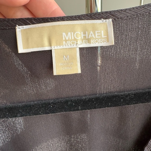 Michael Kors Black Metallic Crinkled Georgette Ruffled Wrap Dress Size Medium - Picture 7 of 11